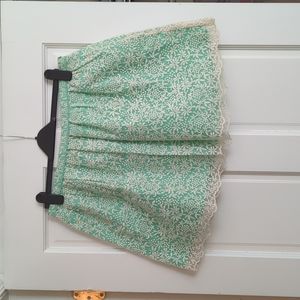 Zara Green & White Lace Mini Skirt
